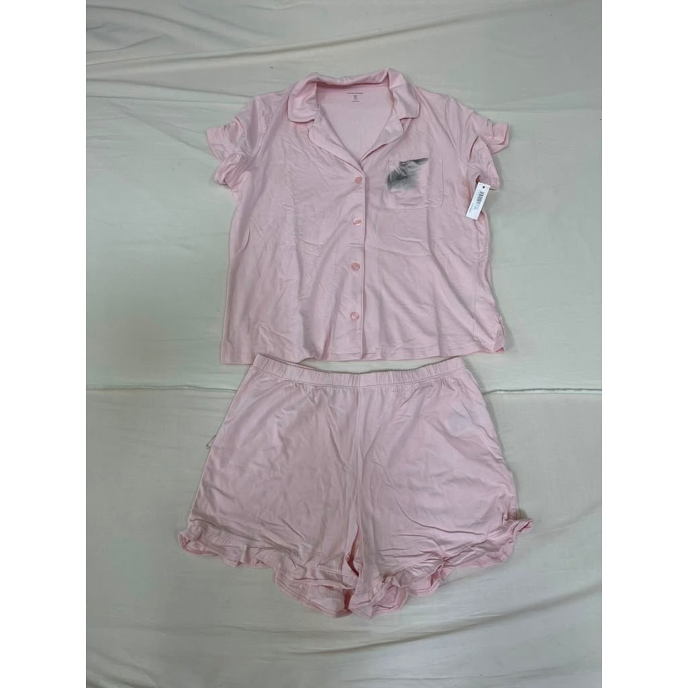 Amazon‎ Essentials Womens Pink Short Sleeve Pajama Set Shorts NWT Small